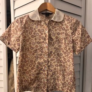 Marc Jacobs Beige and Brown Circle Pattern Blouse